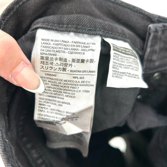 Levi's Mile High Wide Leg Cropped‎ Jeans Black Denim Size 24 - Picture 8 of 10